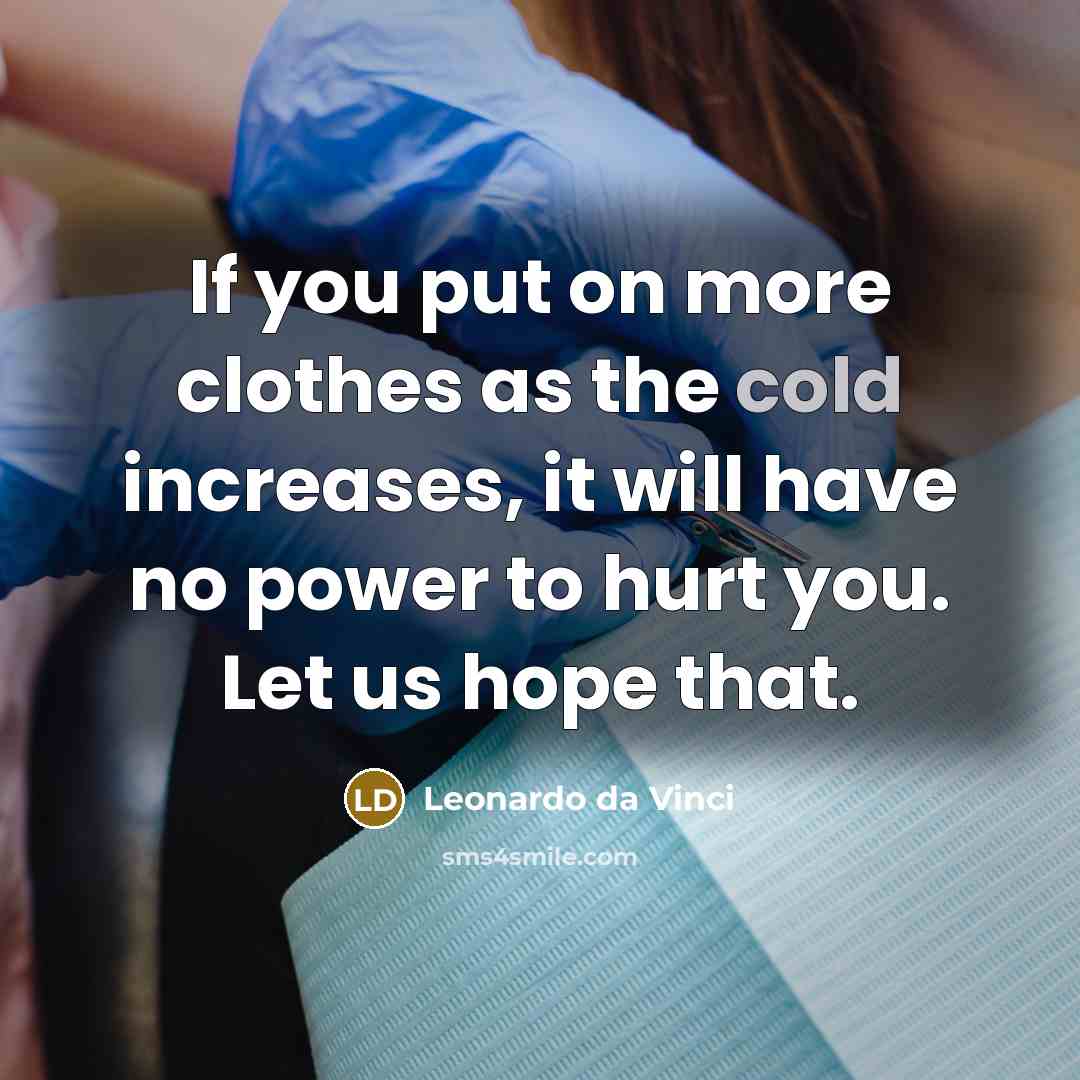 “If you put on more clothes as the cold increases,…” quote by Leonardo da Vinci