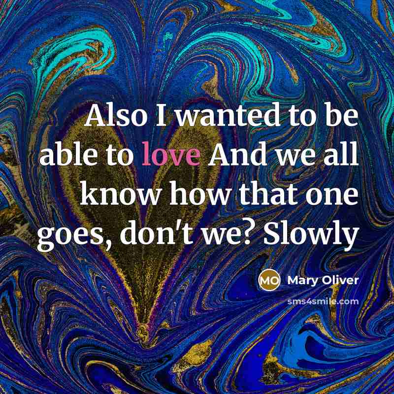“Also I wanted to be able to love And we…” quote by Mary Oliver
