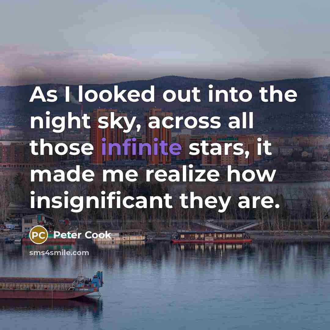 “As I looked out into the night sky, across all…” quote by Peter Cook
