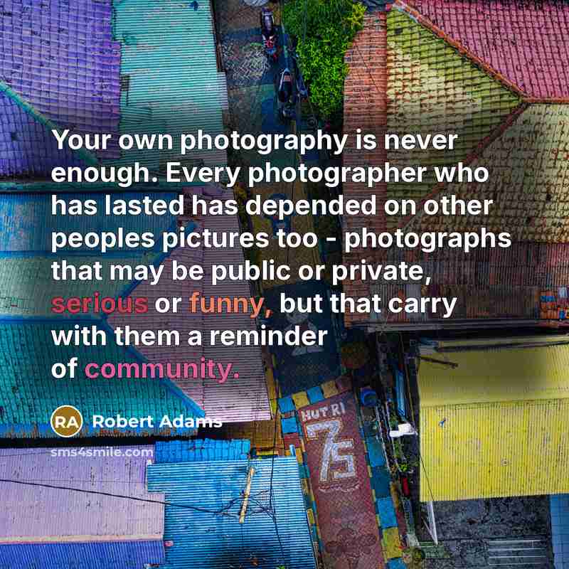 “Your own photography is never enough. Every photographer who has…” quote by Robert Adams