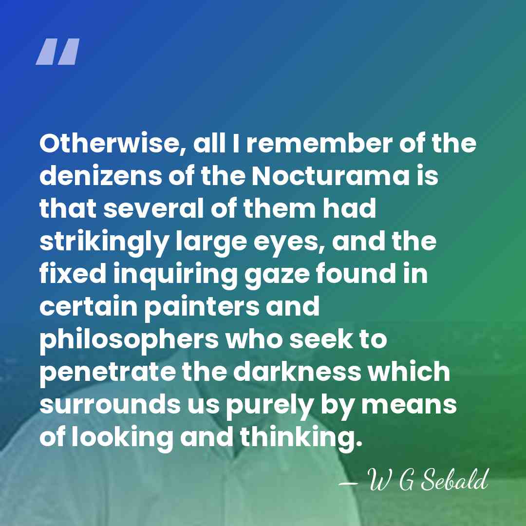 Otherwise, all I remember of the denizens of the Nocturama is that&hellip; - W G Sebald