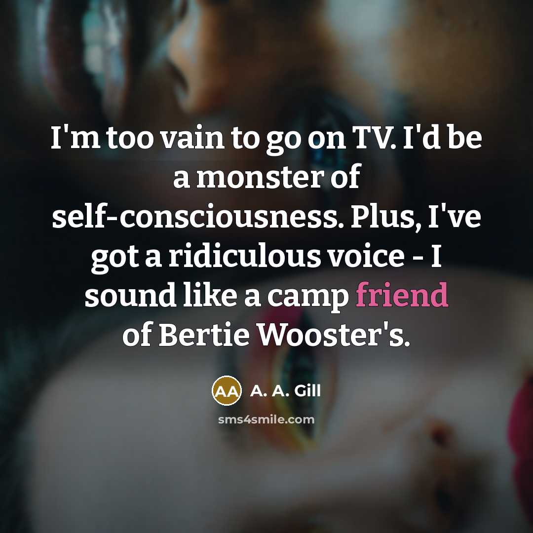 “I'm too vain to go on TV. I'd be a…” quote by A. A. Gill