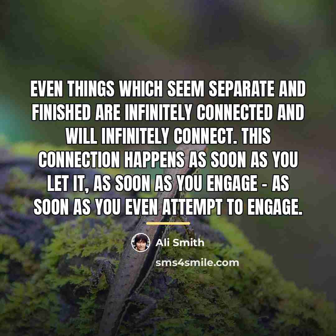 “Even things which seem separate and finished are infinitely connected…” quote by Ali Smith