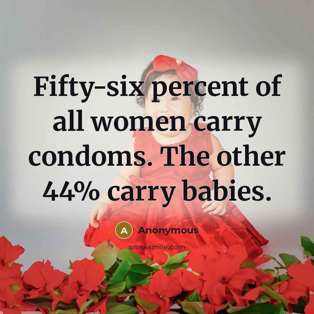 “Fifty-six percent of all women carry condoms. The other 44%…” quote by Anonymous