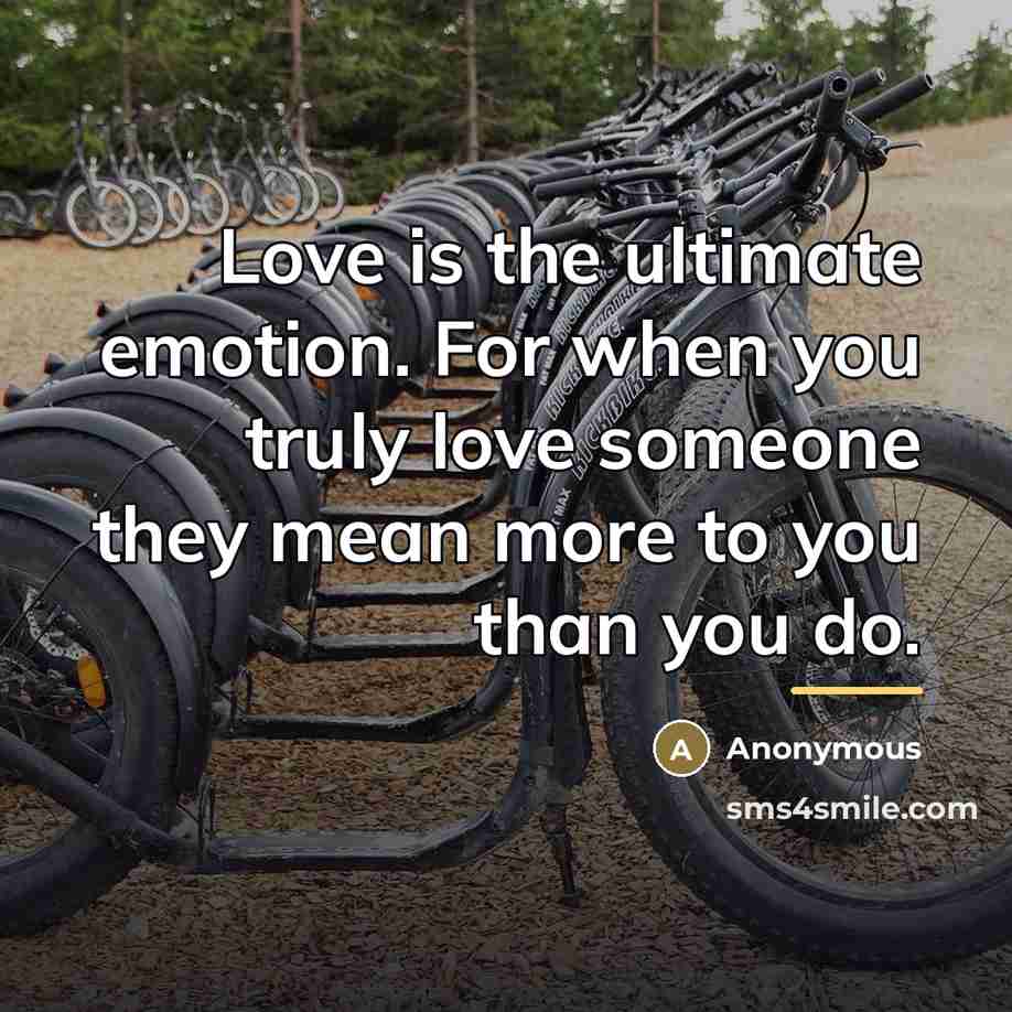 “Love is the ultimate emotion. For when you truly love…” quote by Anonymous