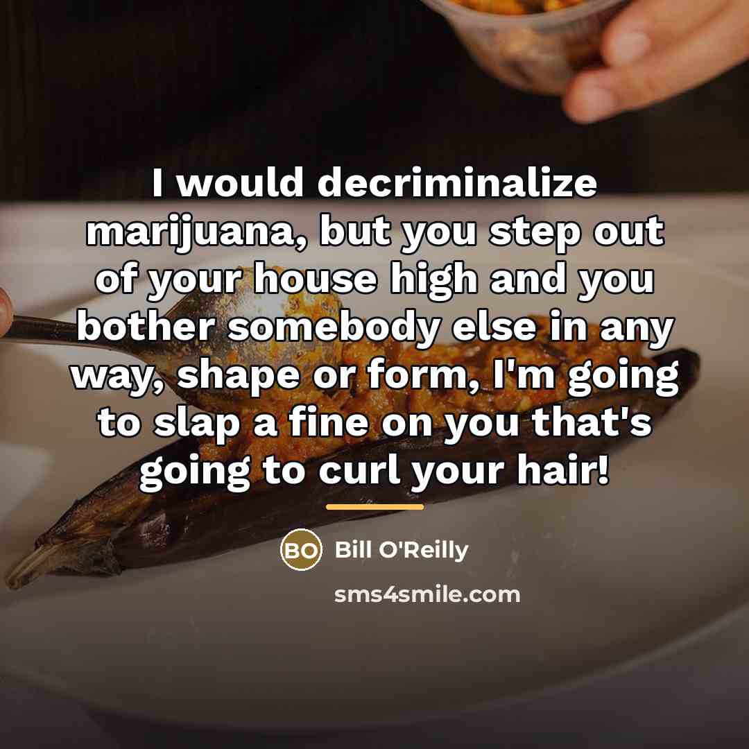 “I would decriminalize marijuana, but you step out of your…” quote by Bill O'Reilly