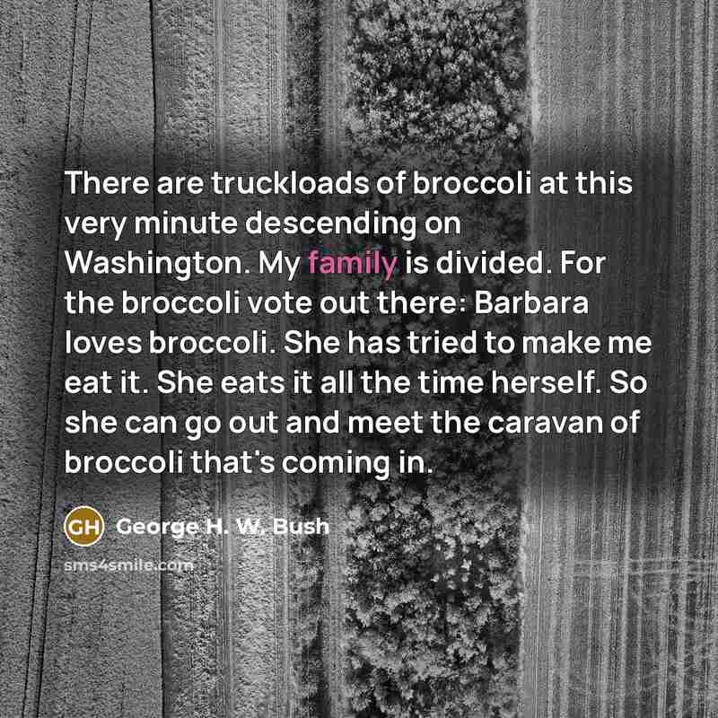 “There are truckloads of broccoli at this very minute descending…” quote by George H. W. Bush