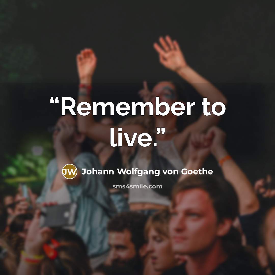 “Remember to live.” quote by Johann Wolfgang von Goethe