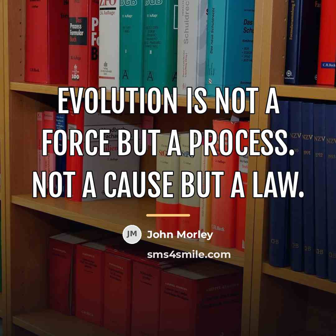 “Evolution is not a force but a process. Not a…” quote by John Morley