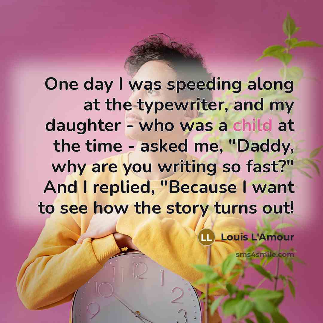 “One day I was speeding along at the typewriter, and…” quote by Louis L'Amour
