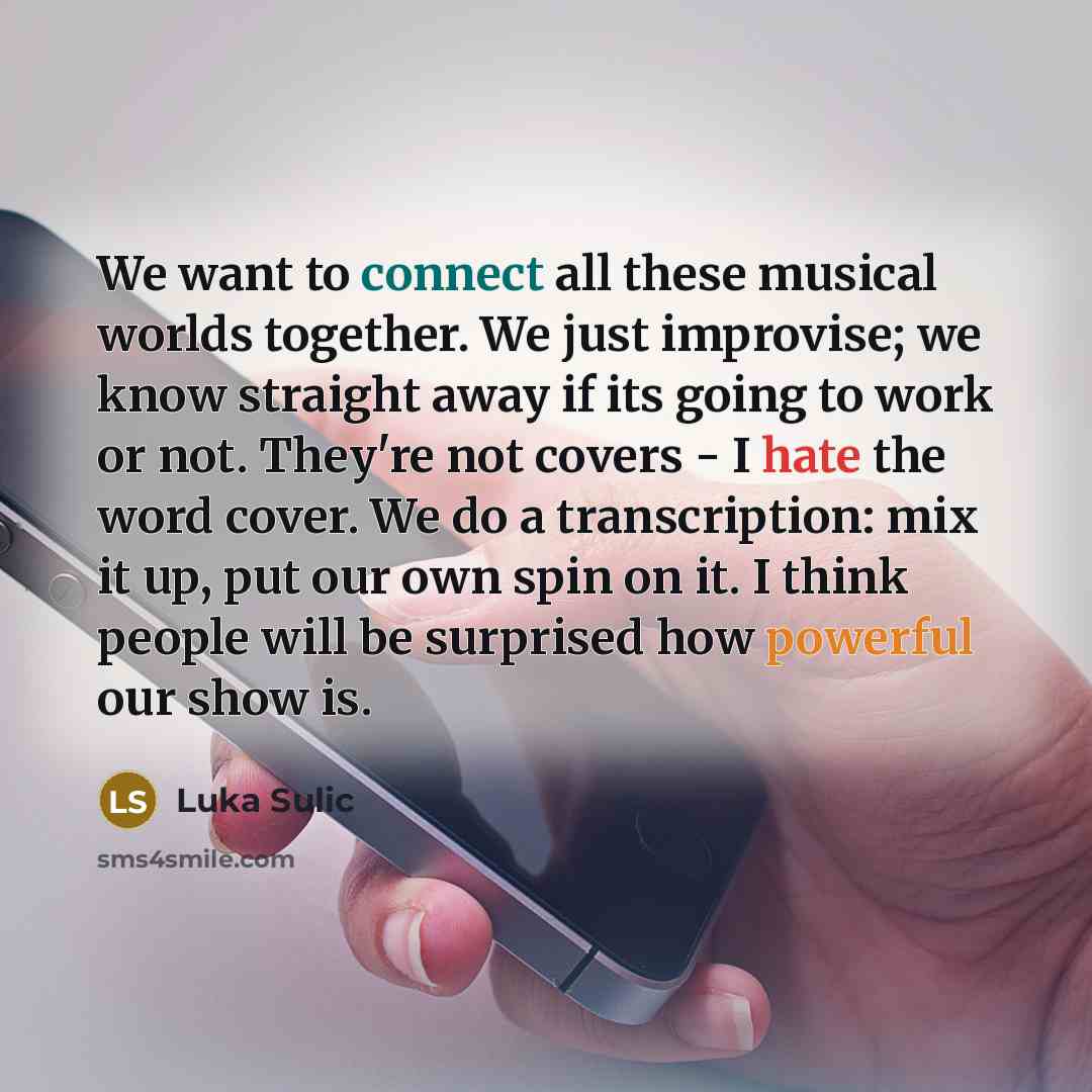 “We want to connect all these musical worlds together. We…” quote by Luka Sulic
