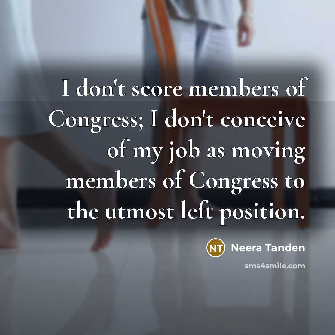 “I don't score members of Congress; I don't conceive of…” quote by Neera Tanden