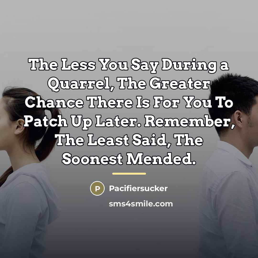 “The Less You Say During a Quarrel, The Greater Chance…” quote by Pacifiersucker