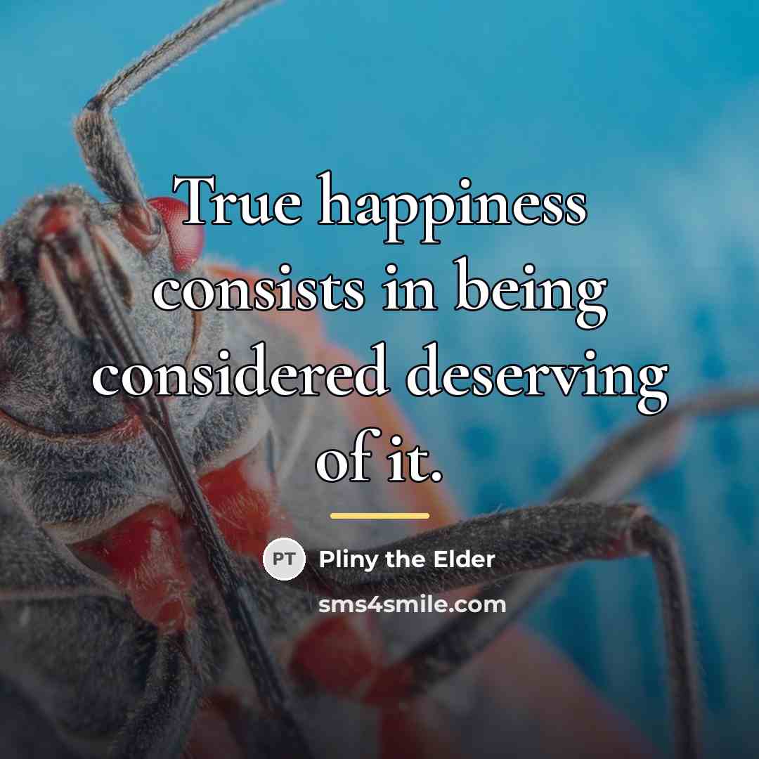 “True happiness consists in being considered deserving of it.…” quote by Pliny the Elder