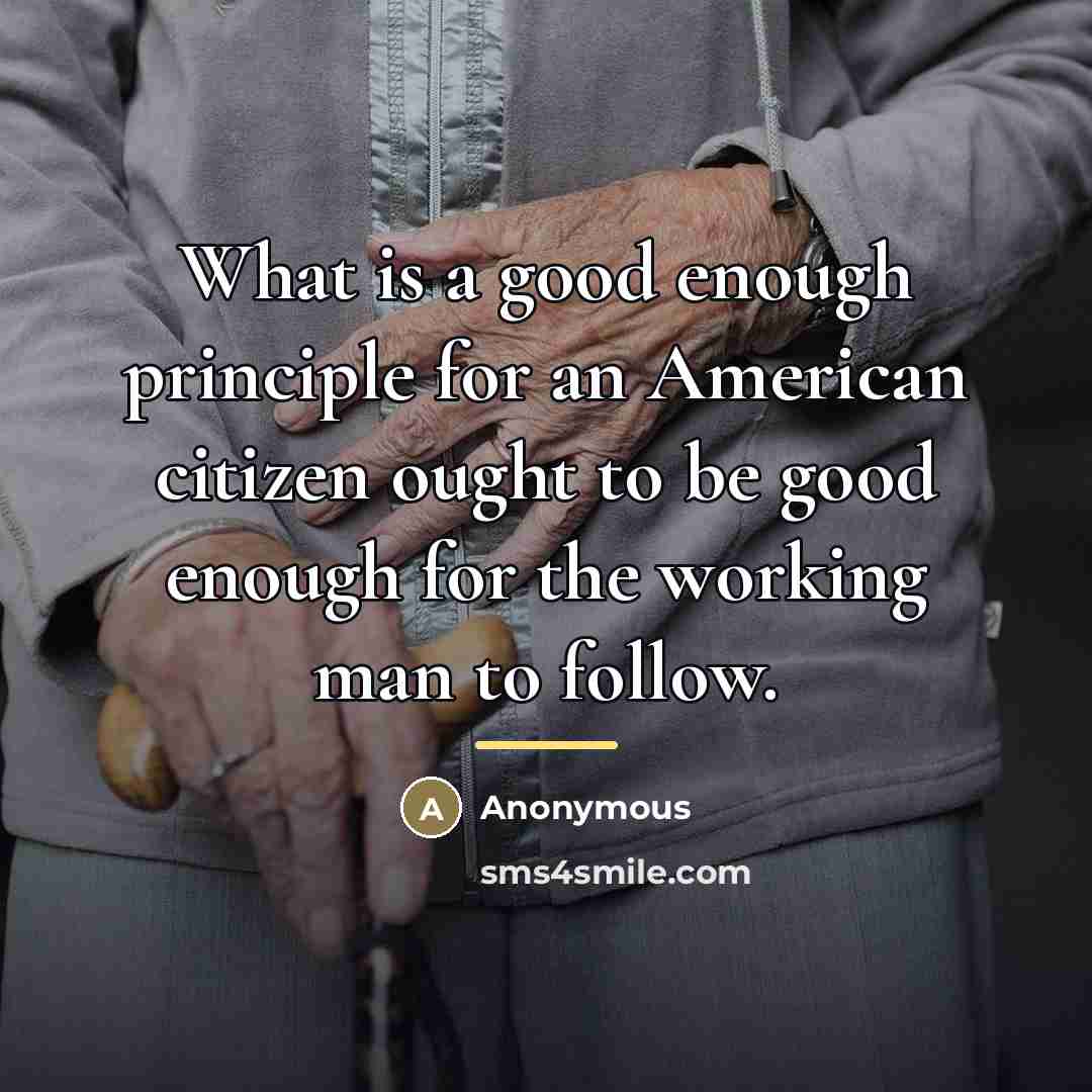 “What is a good enough principle for an American citizen…” quote by Anonymous