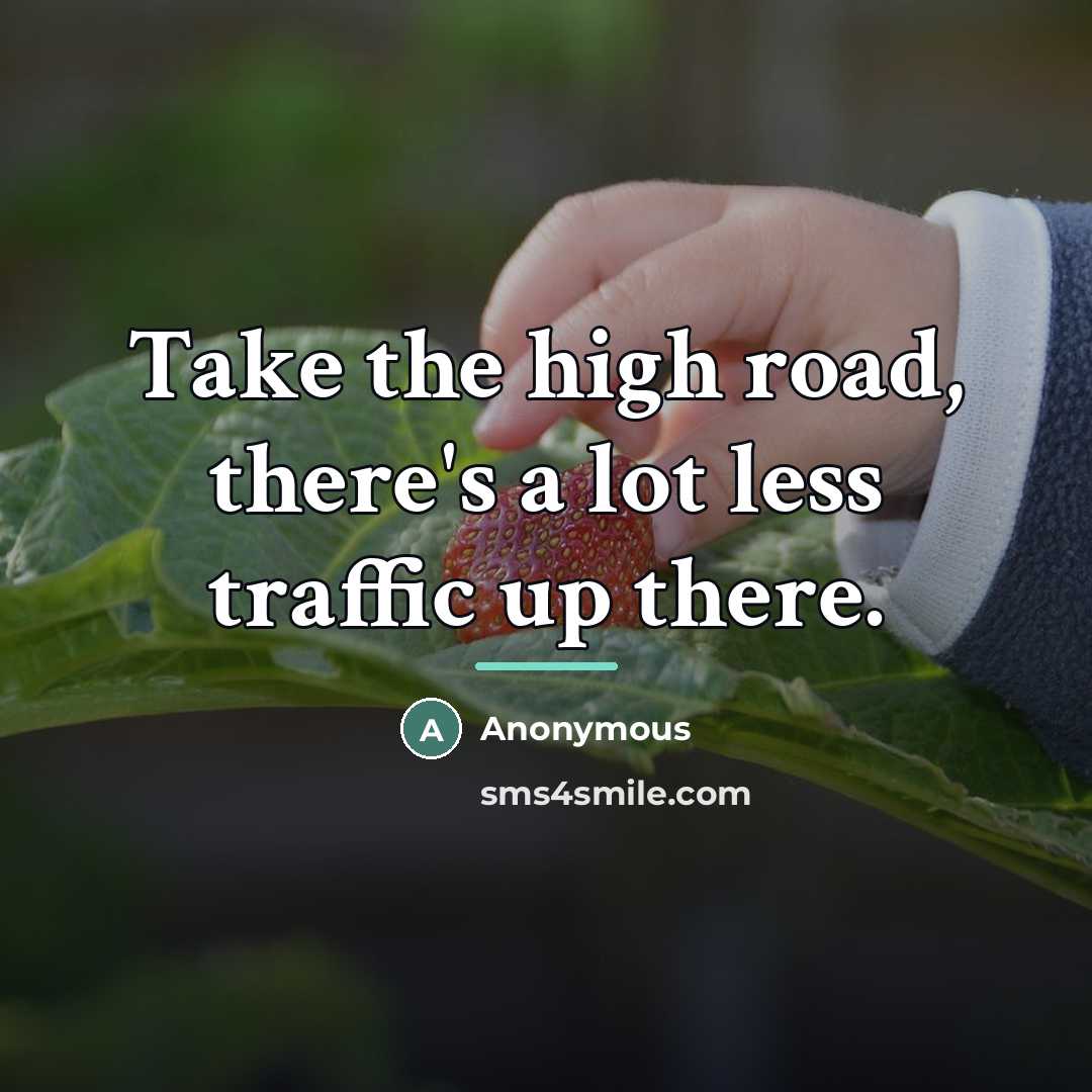 “Take the high road, there's a lot less traffic up…” quote by Anonymous