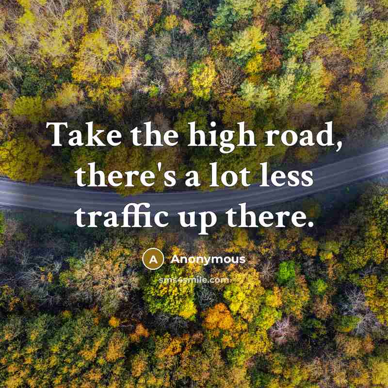 “Take the high road, there's a lot less traffic up there.” quote by Anonymous