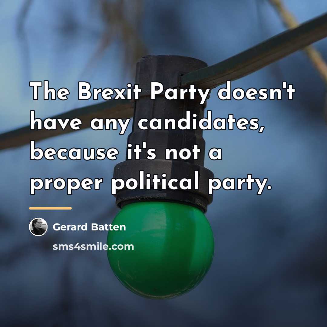 “The Brexit Party doesn't have any candidates, because it's not…” quote by Gerard Batten