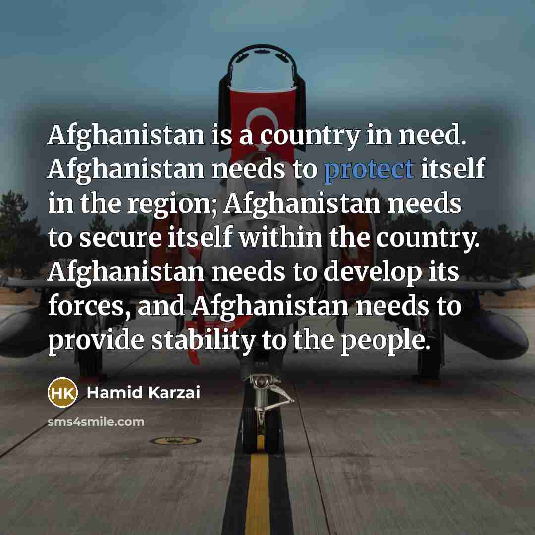 “Afghanistan is a country in need. Afghanistan needs to protect…” quote by Hamid Karzai