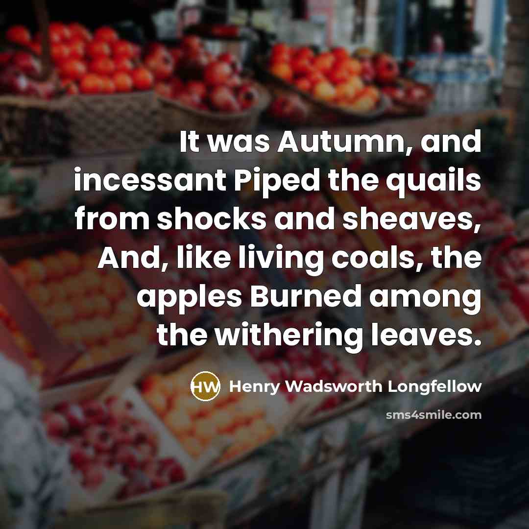 “It was Autumn, and incessant Piped the quails from shocks…” quote by Henry Wadsworth Longfellow
