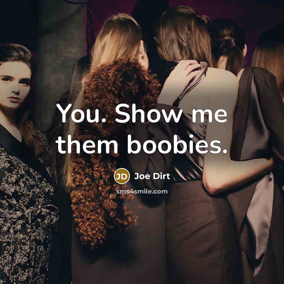 “You. Show me them boobies.…” quote by Joe Dirt