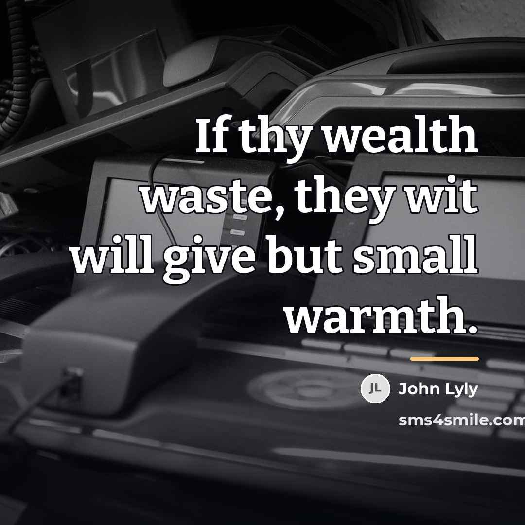 “If thy wealth waste, they wit will give but small…” quote by John Lyly