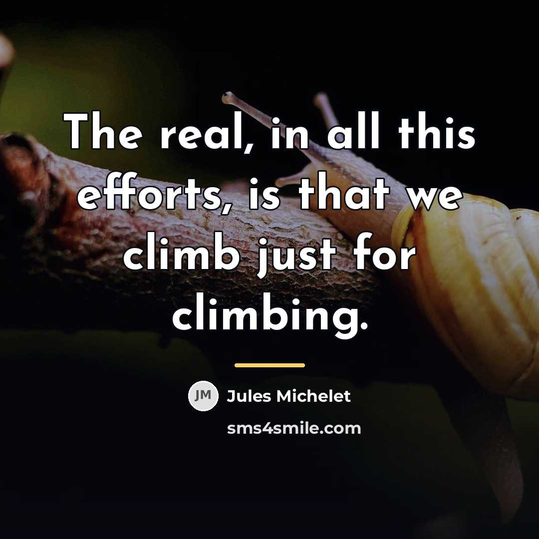 “The real, in all this efforts, is that we climb…” quote by Jules Michelet