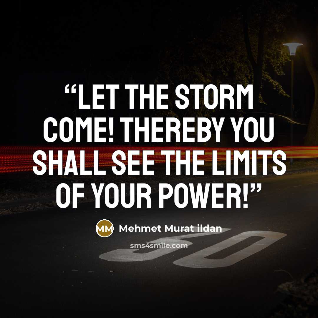 “Let the storm come! Thereby you shall see the limits of your power!” quote by Mehmet Murat ildan