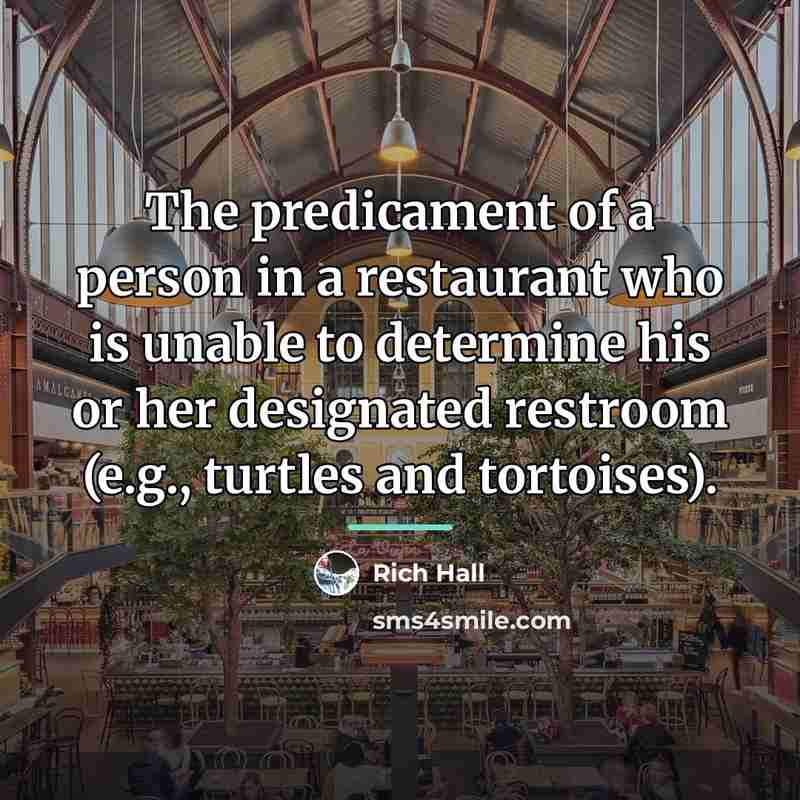 “The predicament of a person in a restaurant who is…” quote by Rich Hall