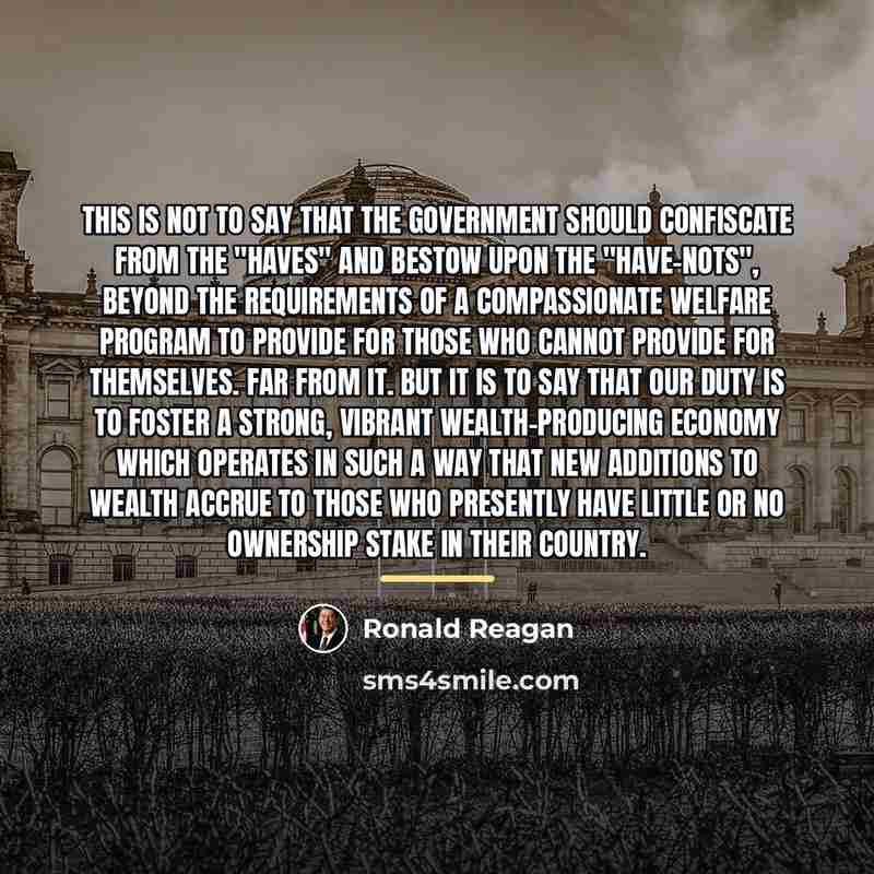 “This is not to say that the government should confiscate…” quote by Ronald Reagan