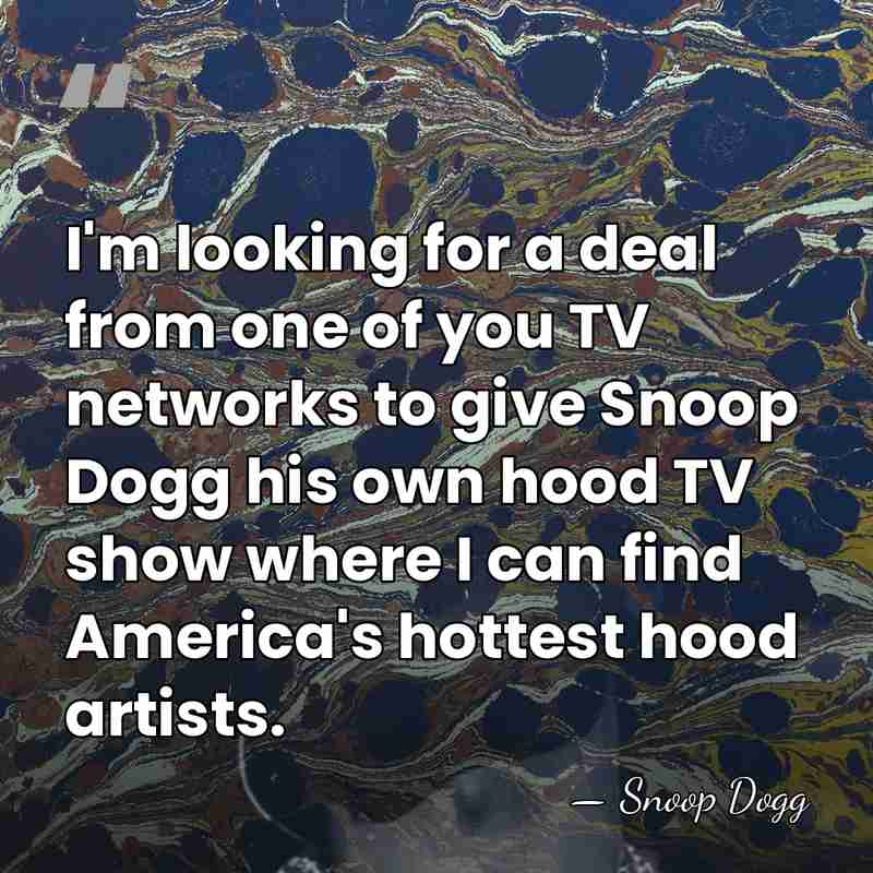 I'm looking for a deal from one of you TV networks to&hellip; - Snoop Dogg