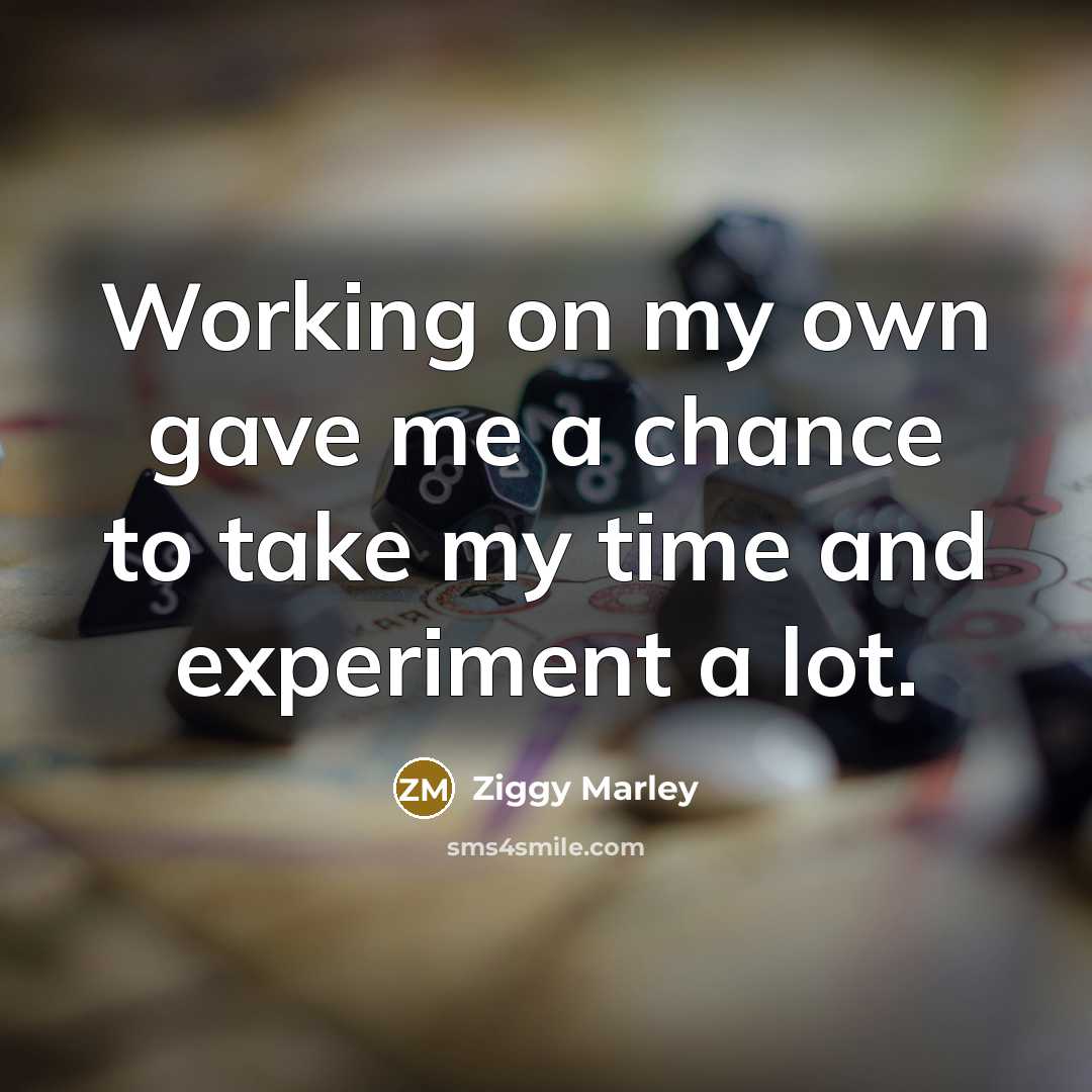 “Working on my own gave me a chance to take…” quote by Ziggy Marley