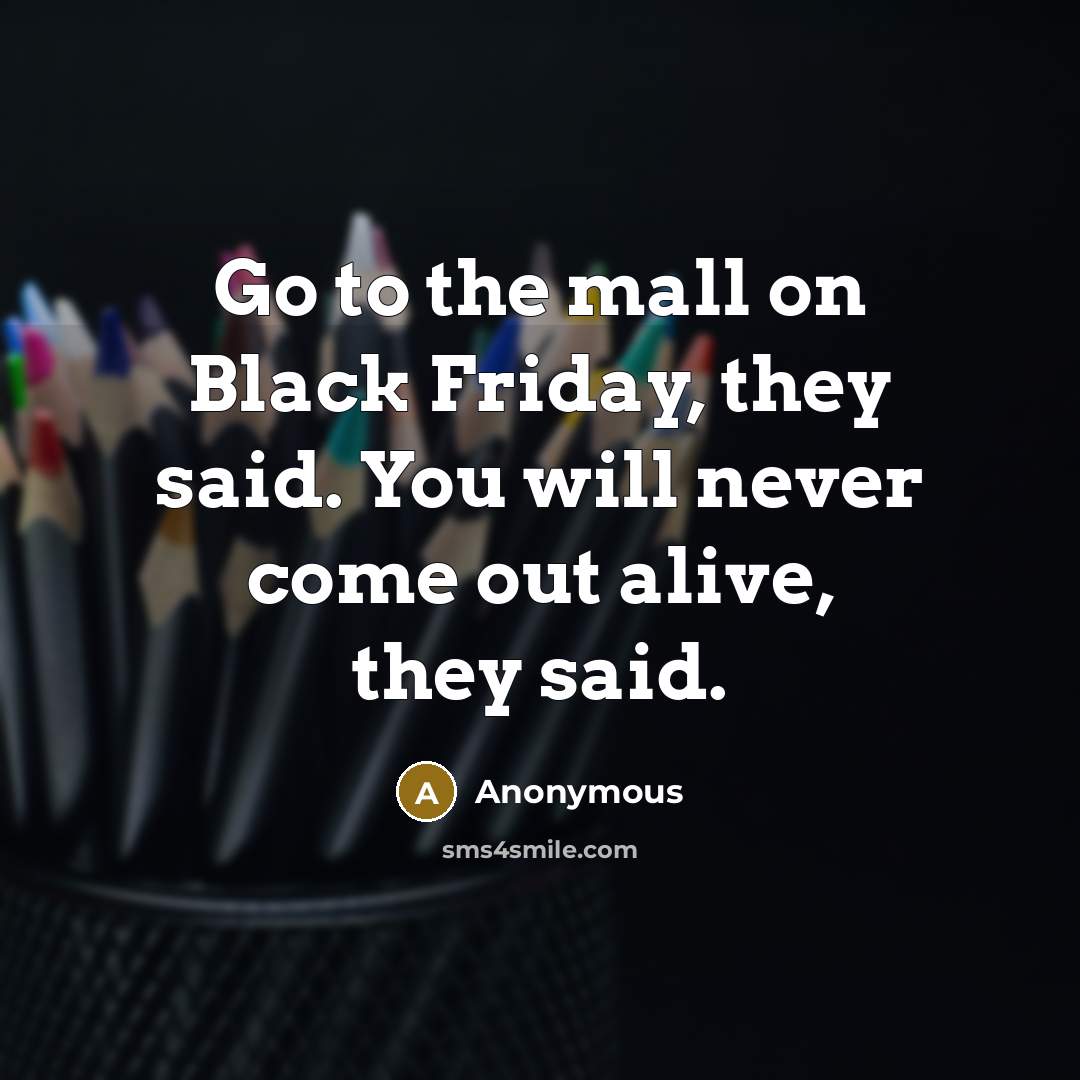 “Go to the mall on Black Friday, they said. You…” quote by Anonymous