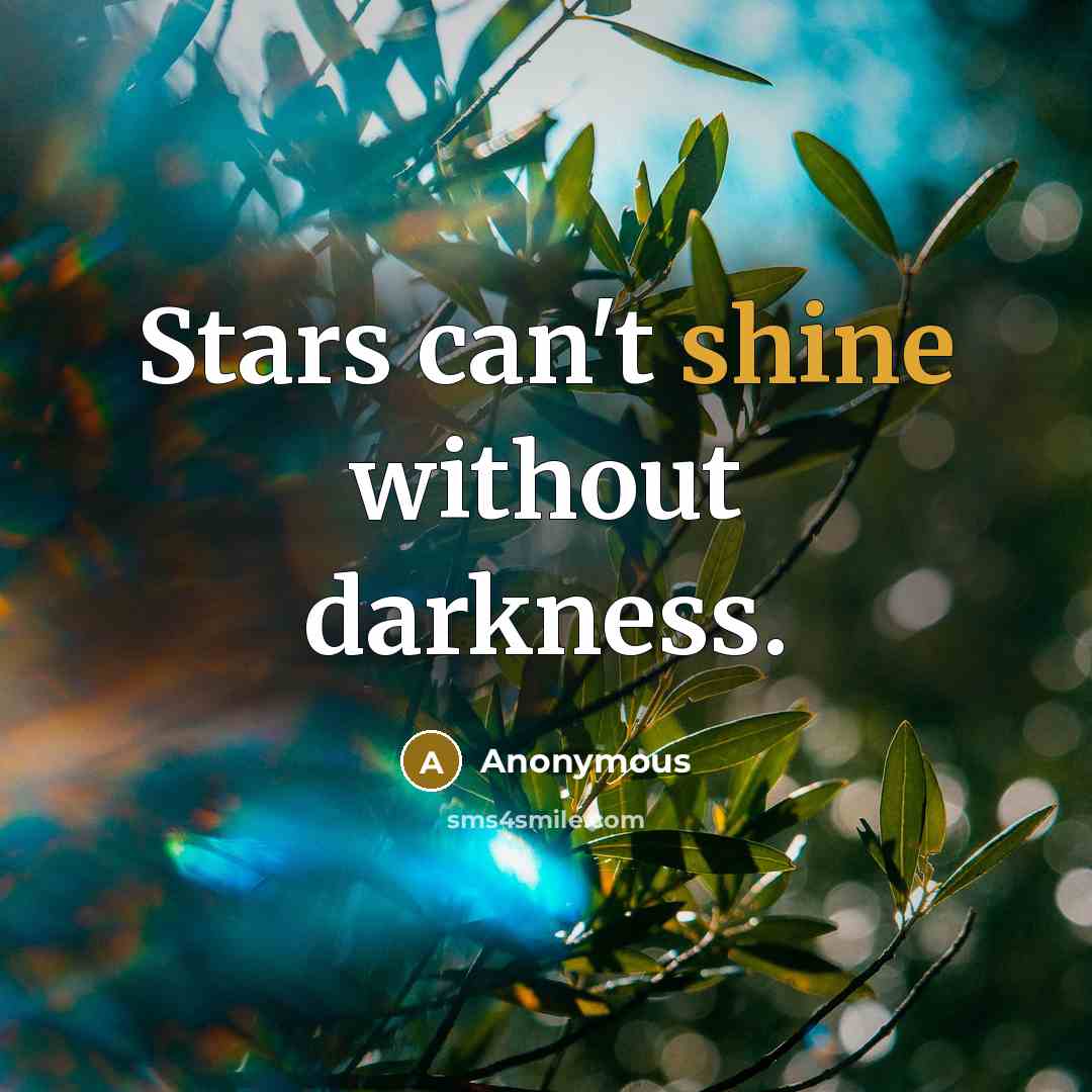 “Stars can't shine without darkness.…” quote by Anonymous