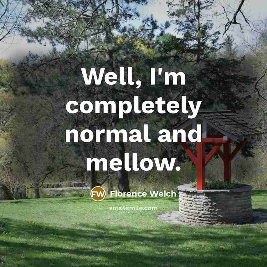 “Well, I'm completely normal and mellow.…” quote by Florence Welch