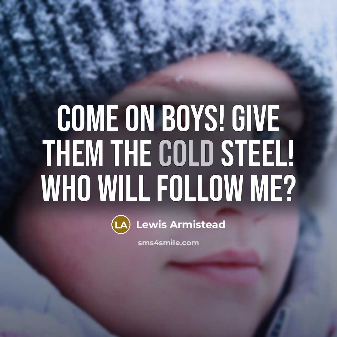 “Come on boys! Give them the cold steel! Who will…” quote by Lewis Armistead