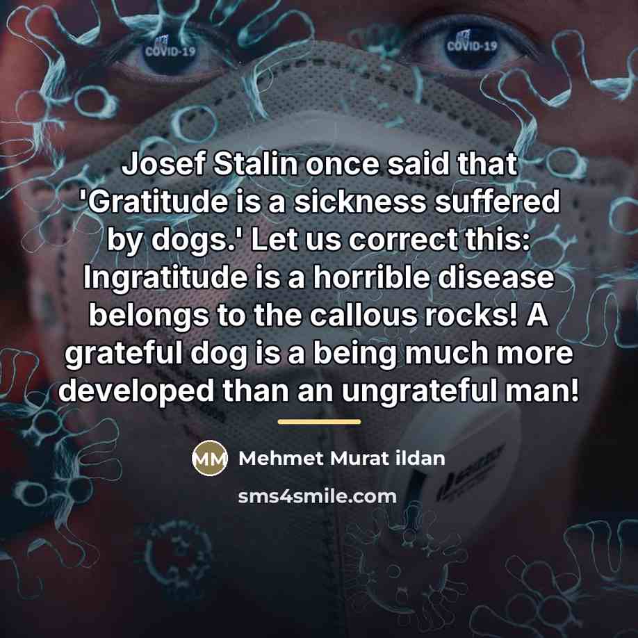 “Josef Stalin once said that 'Gratitude is a sickness suffered…” quote by Mehmet Murat Ildan