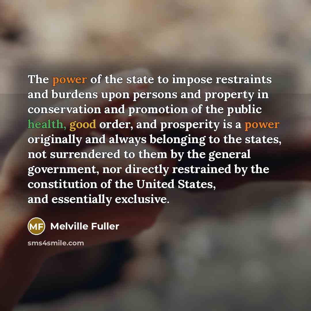 “The power of the state to impose restraints and burdens…” quote by Melville Fuller
