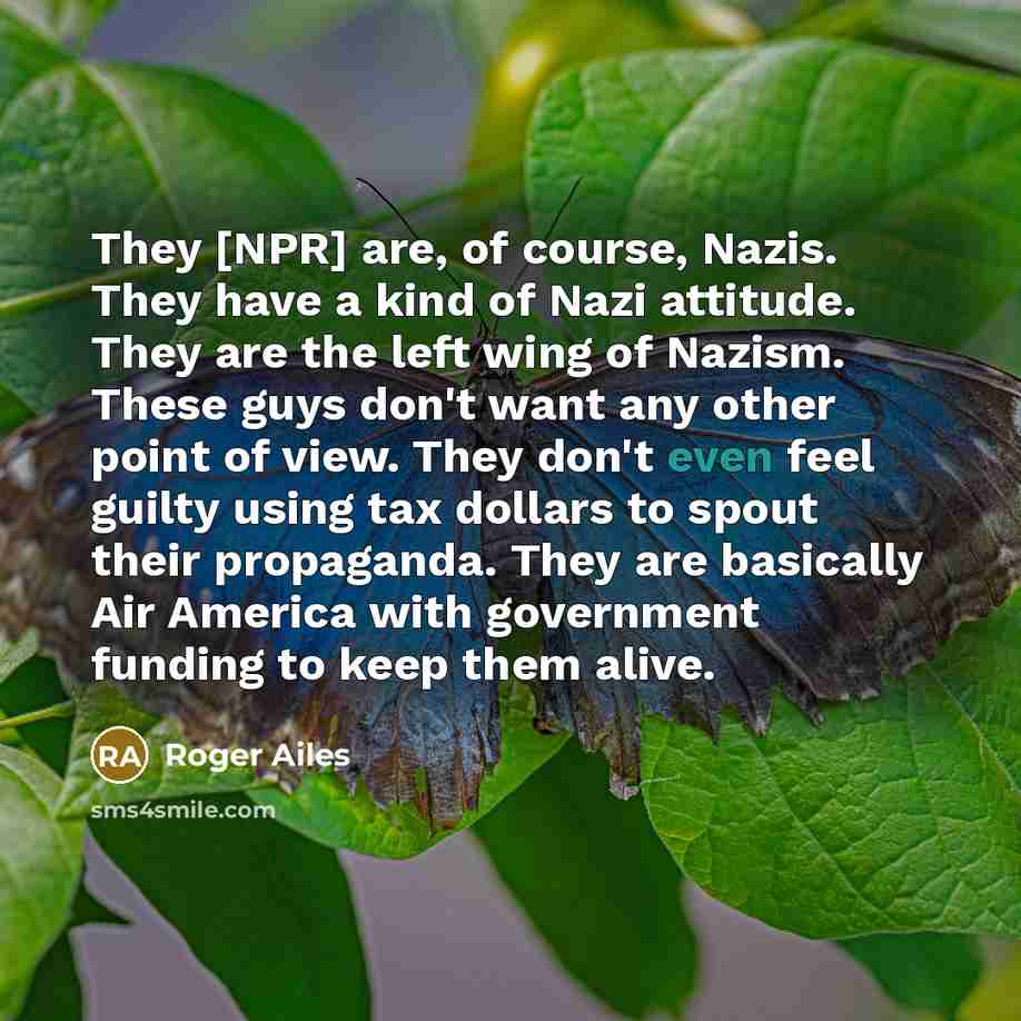 “They [NPR] are, of course, Nazis. They have a kind…” quote by Roger Ailes