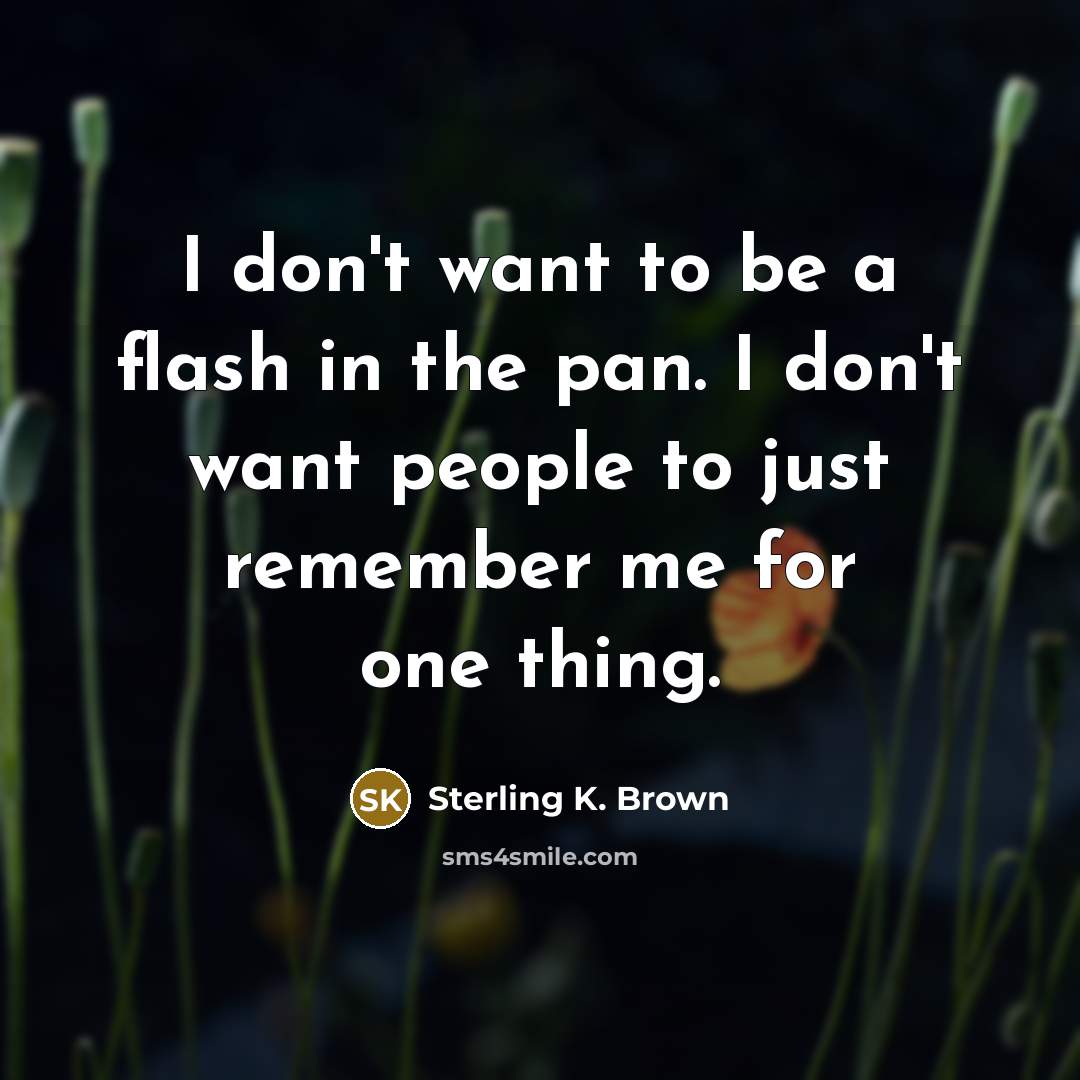 “I don't want to be a flash in the pan.…” quote by Sterling K. Brown