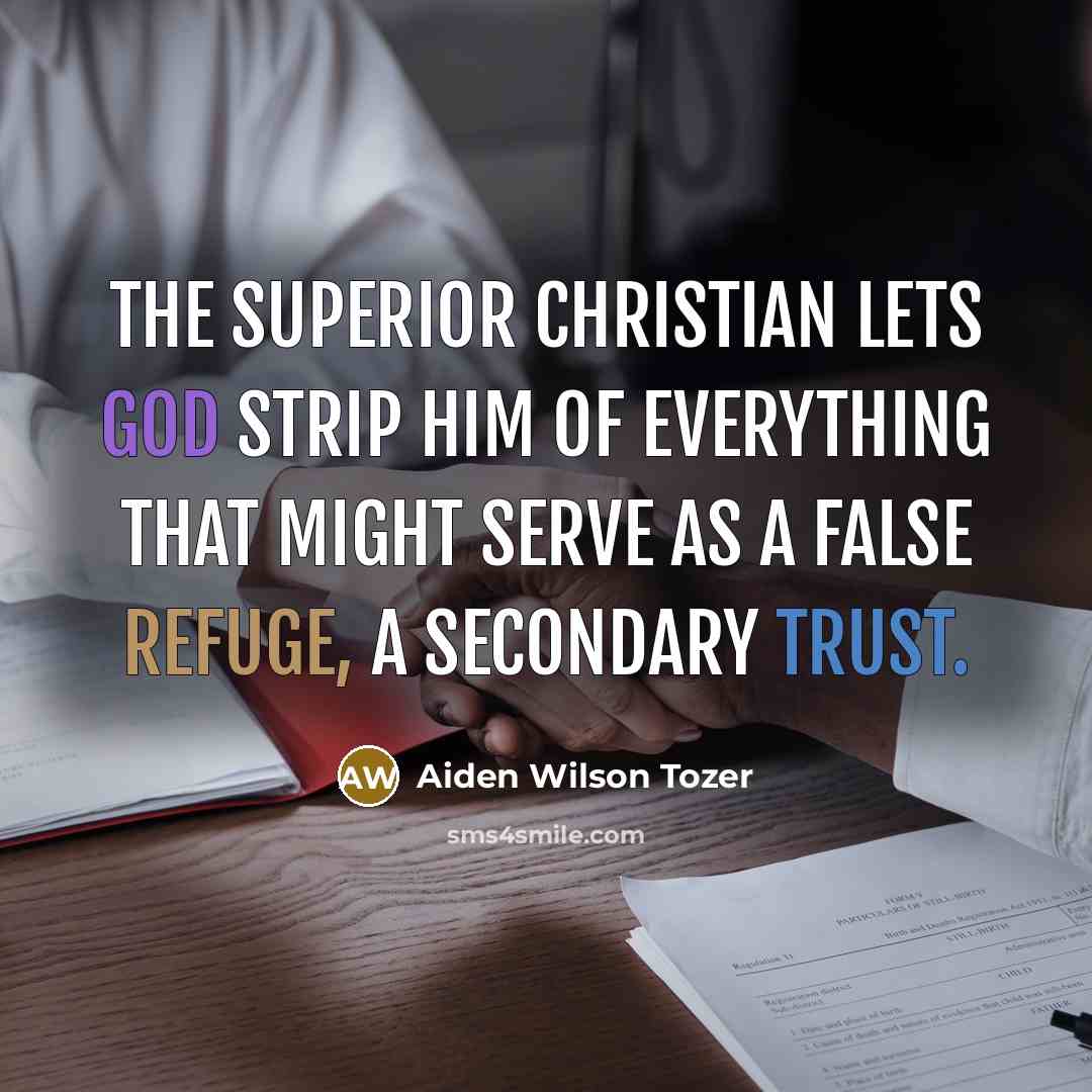 “The superior Christian lets God strip him of everything that…” quote by Aiden Wilson Tozer