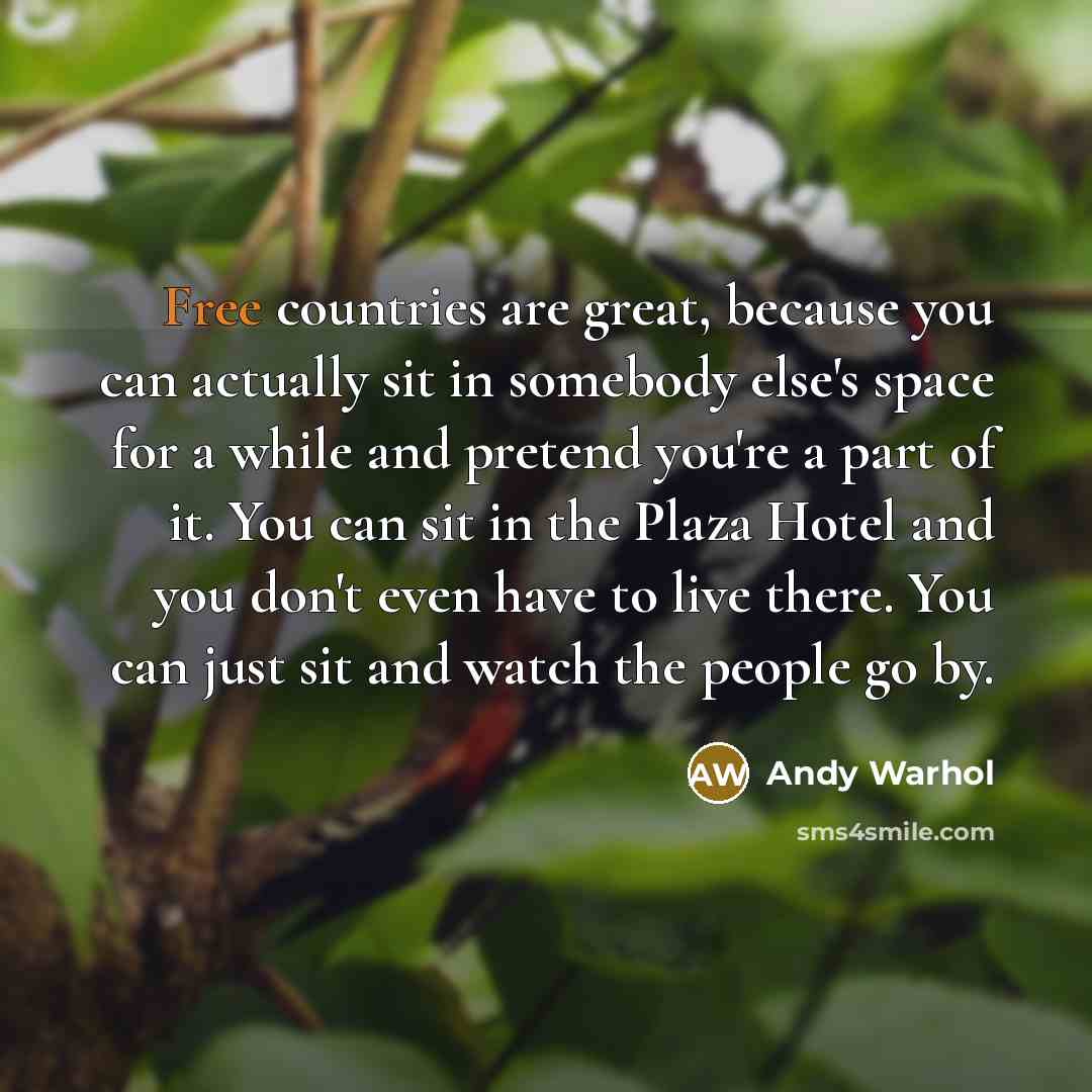 “Free countries are great, because you can actually sit in…” quote by Andy Warhol