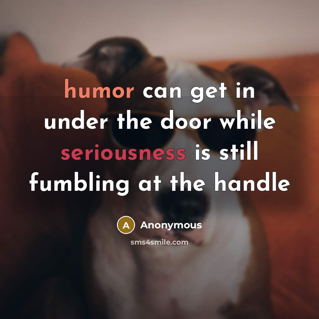 “humor can get in under the door while seriousness is still fumbling at the handle” quote by Anonymous