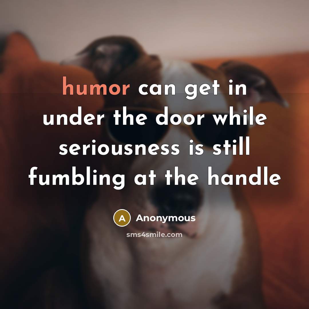 “humor can get in under the door while seriousness is…” quote by Anonymous
