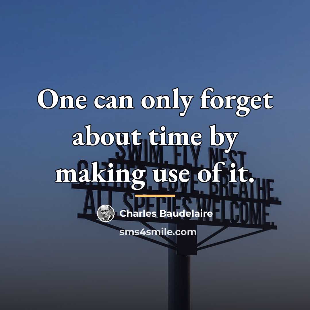“One can only forget about time by making use of…” quote by Charles Baudelaire