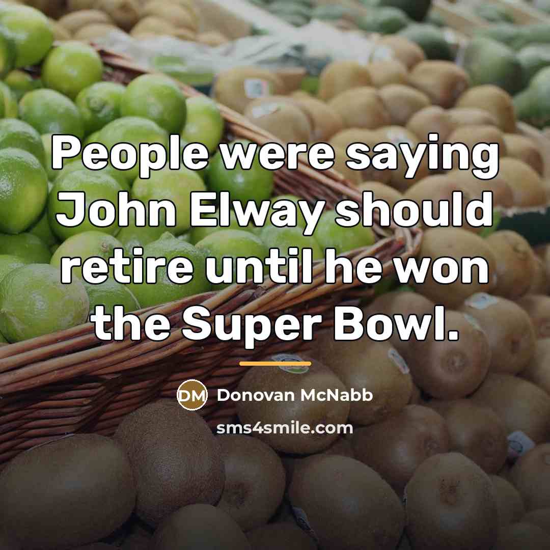 “People were saying John Elway should retire until he won…” quote by Donovan McNabb