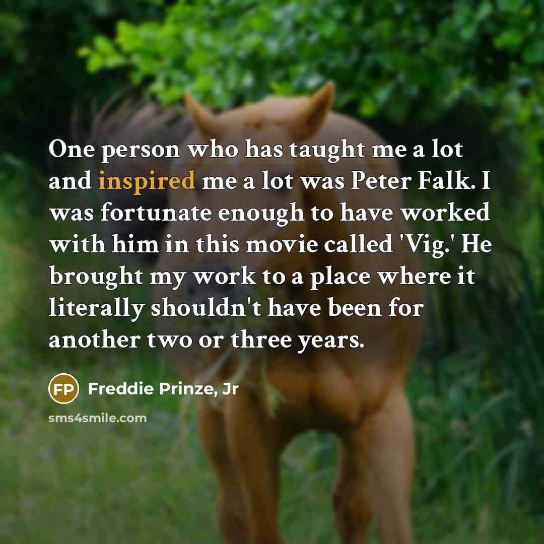 “One person who has taught me a lot and inspired…” quote by Freddie Prinze, Jr