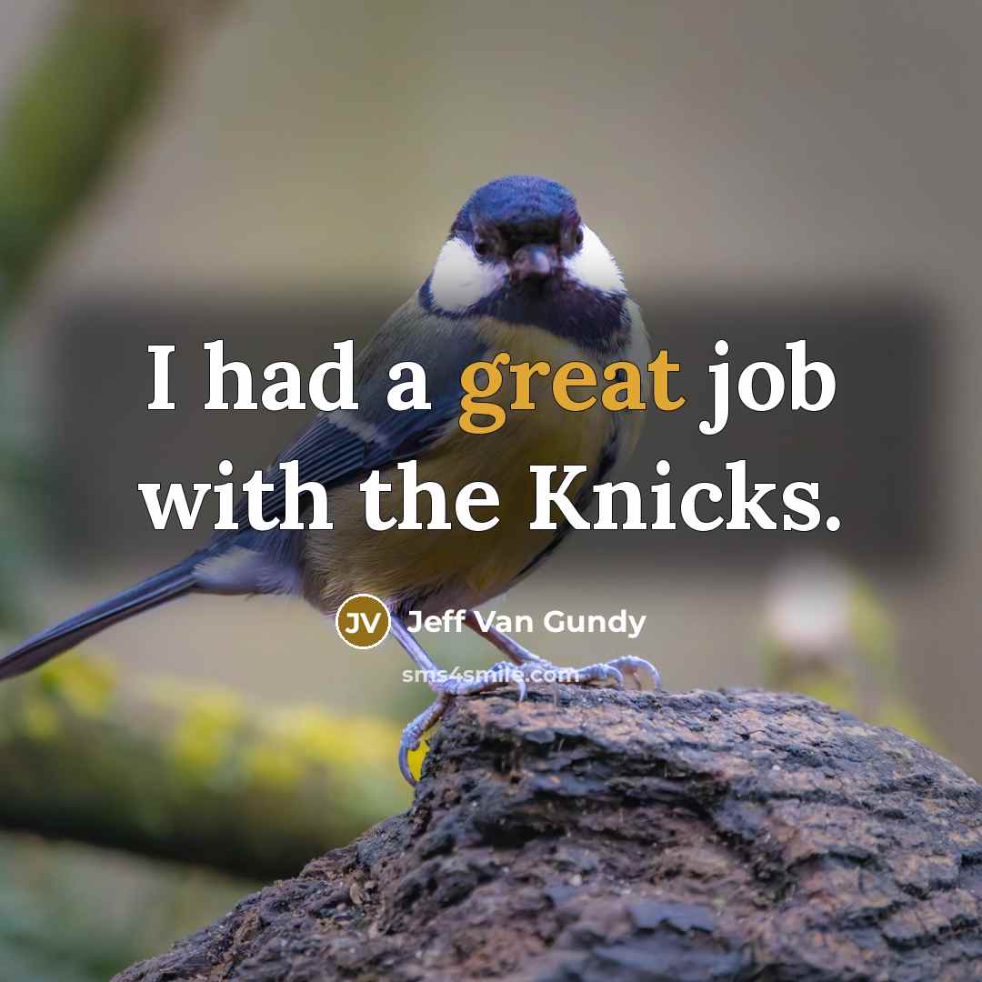 “I had a great job with the Knicks.” quote by Jeff Van Gundy