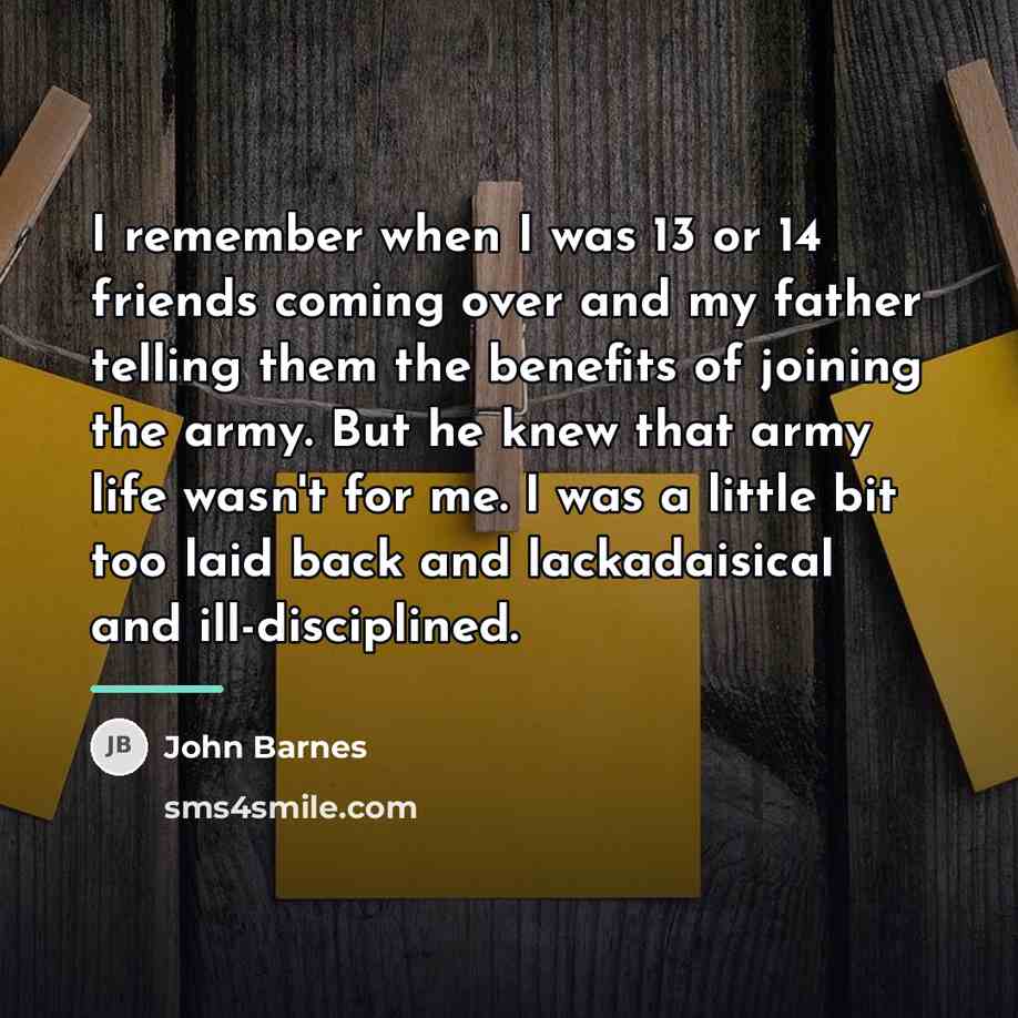 “I remember when I was 13 or 14 friends coming…” quote by John Barnes