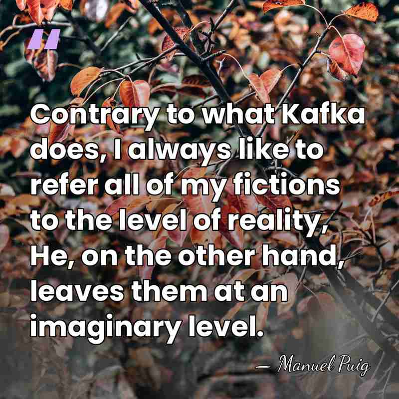 Contrary to what Kafka does, I always like to refer all of&hellip; - Manuel Puig